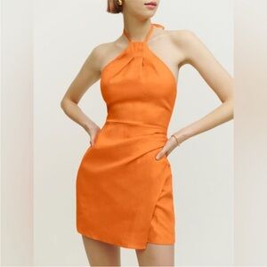 Reformation Dory Linen Mini Halter Dress